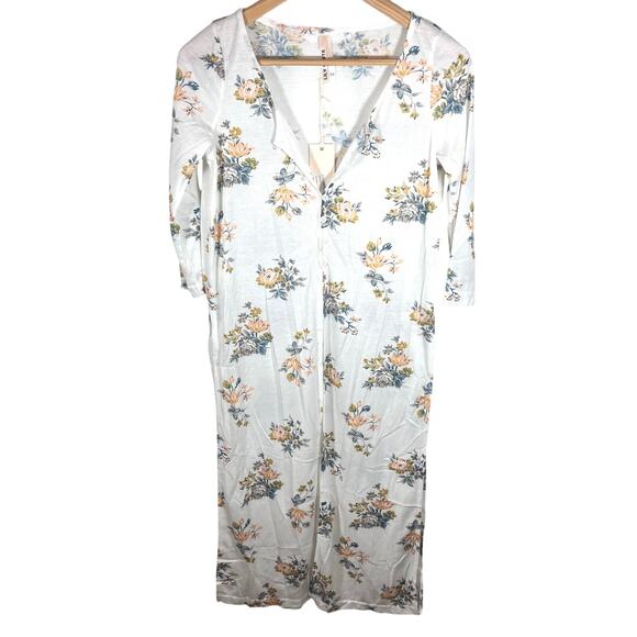 NWT Lily White Boho Floral Ribbed Side Split Cardigan Duster Size S/M - Picture 1 of 7